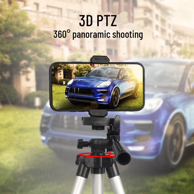3110 Aluminum Alloy Silver Tripod for Mobile Phone Live Broadcasting, Fishing, and Thermometer Setup