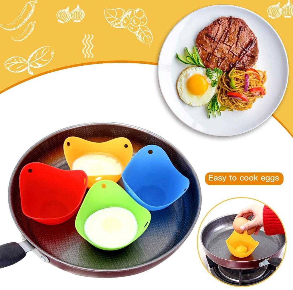 gerFogoo 4 Pcs Silicone Egg Poacher Cups Microwave Egg Poachers Mold Colorful Egg Poacher Cookware Poached Egg Maker