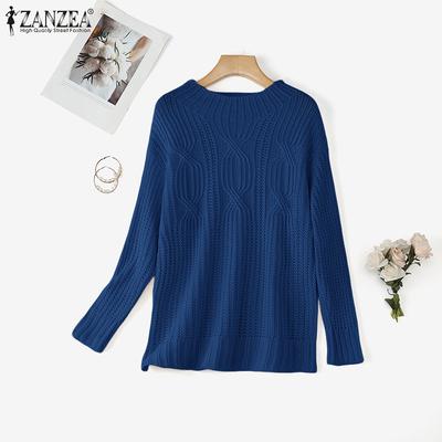 Women Autumn Mockneck Long Sleeve Knitted Pullover Jumpers Sweaters