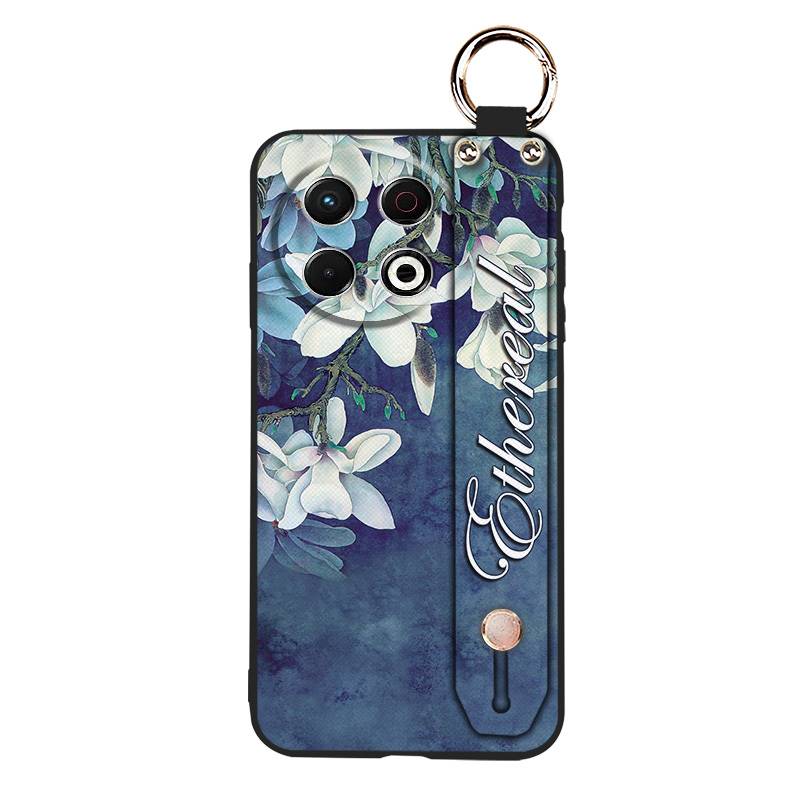 Protective Flower Phone Case For Tecno Spark30 Pro 4G/KL7 Kickstand Dirt-resistant Phone Holder Wrist Strap Back Cover