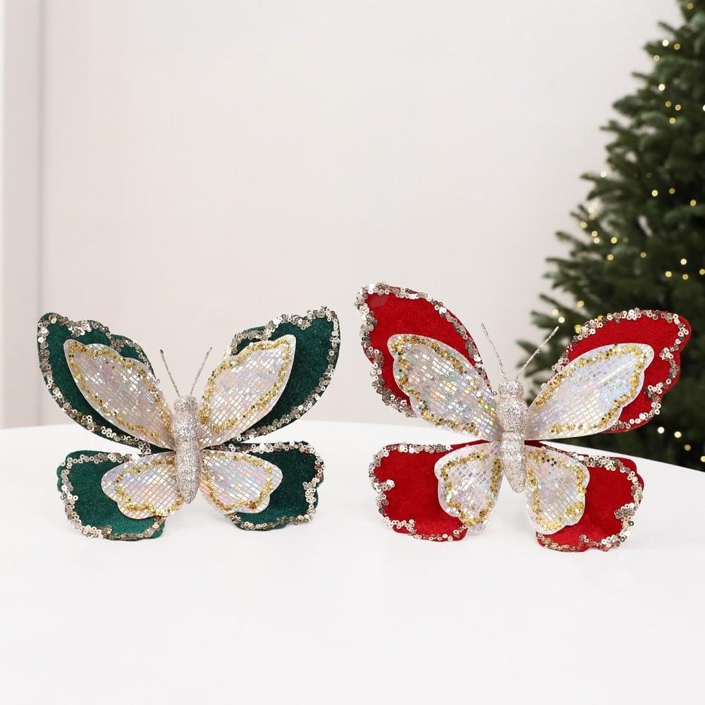 Double-Layered Christmas Butterflies Ornaments Christmas Tree Decoration New Year Celebration