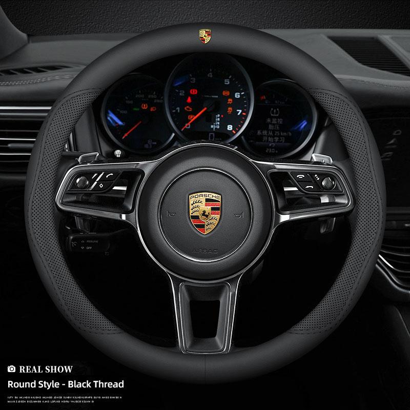 Microfiber Car Leather Steering Wheel Cover Accessories For Porsche 911 718 Taycan Panamera Cayenne Macan Boxster Cayman Pajun