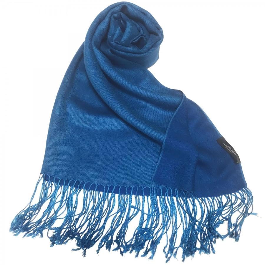 Plain Silk and Wool Stole for Women [NEW COLORS] (Dark Blue1)