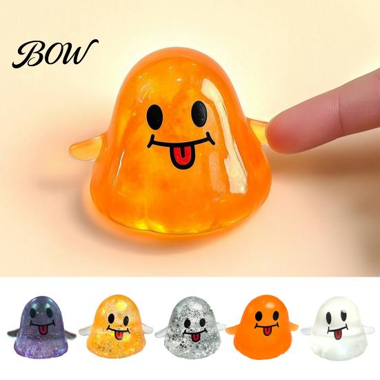 Tactile Fidget Toys Halloween Ghost Stress Relief Toy, Soft Spooky Squeeze Sensory Cartoon Party Favors for Adults and Kids