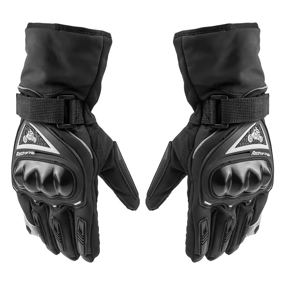 Outdoor Off-road Riding Motorcycle Gloves Men's Thick Windproof Warm Racing Sports Full Finger Gloves, Cotton Lined Warm Gloves