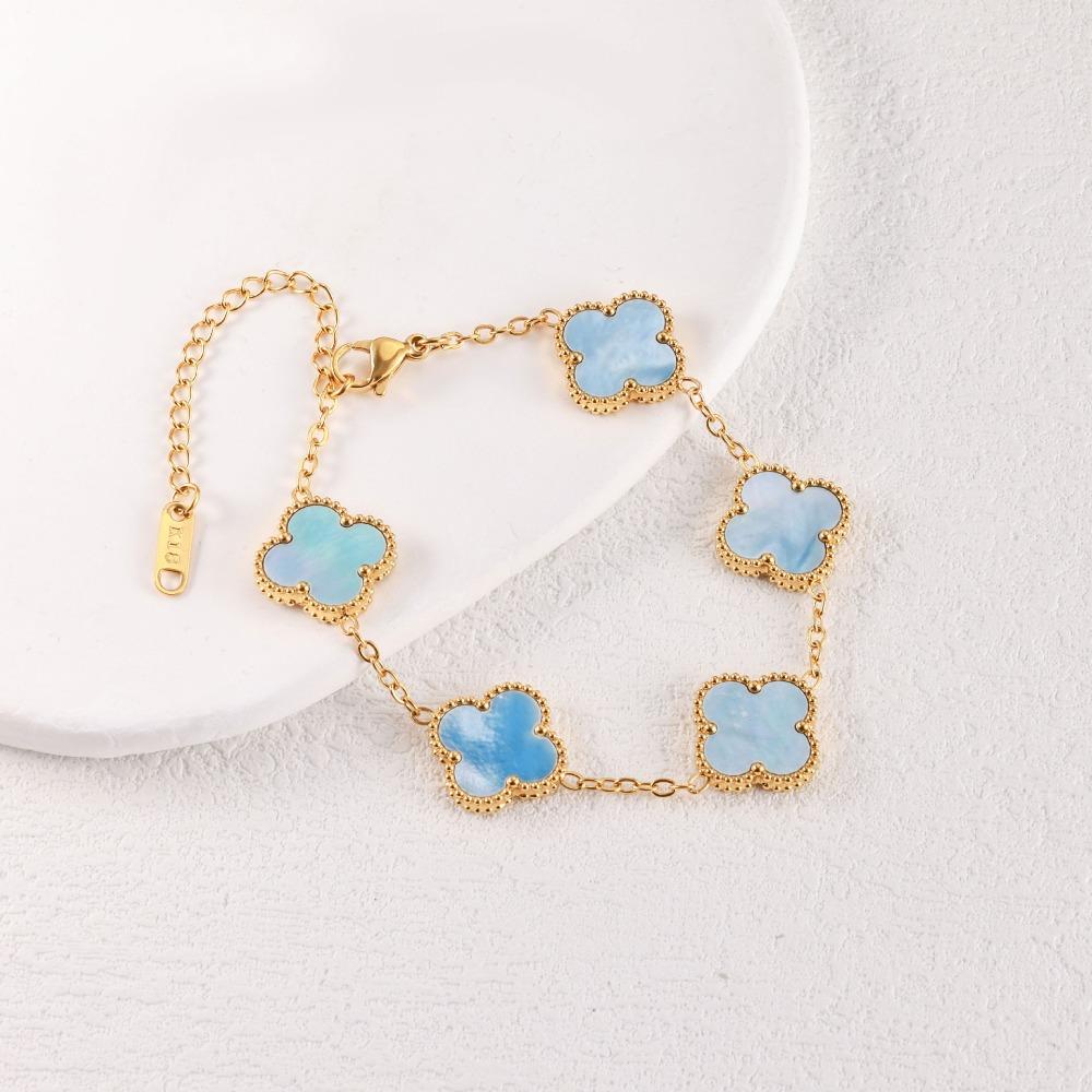 Pulsera de Trébol de Cuatro Hojas de 15 mm para Mujer Doble Cara Lujosa y Sofisticada Pulsera de Moda