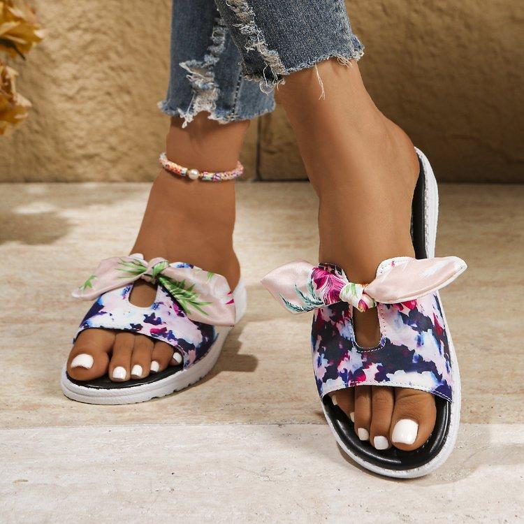 

Стильные и простые летние шлепанцы на толстой подошве с бантом, повседневные, пляжные, крутые 36