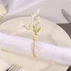 6Pcs Simple Napkin Holder Artificial Green Leaf Napkin Rings for Parties Dinner Wedding Banquets Table Decoration