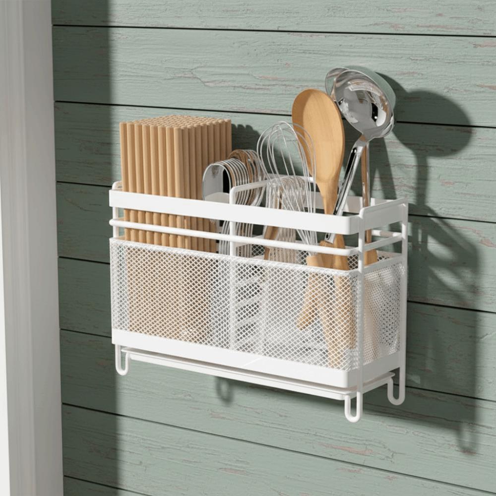 Rust Proof Cutlery Draining Rack Wall-Mounted Cutlery Storage Shelf Drainage Function