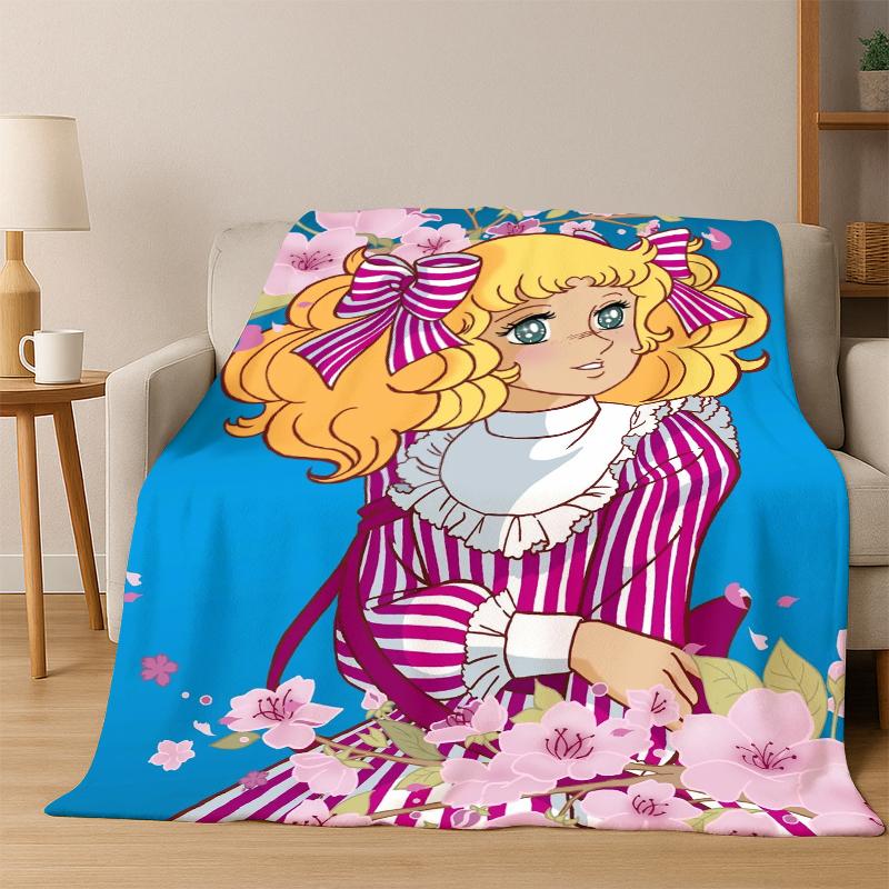 Candy Candy Dziewczynka Kreskówka Anime Koc Flanelowy Miękki Ciepły Koc Koc Rzutowy do Sypialni Salonu Łóżka Podróży Pikniku Prezent