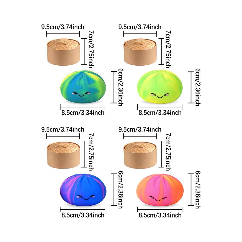 Rainbow Dumpling Squishy Toy 1 Set Bamboo Fidget Ball Kit For Office Desk Kids Stress Reliever Home Decor