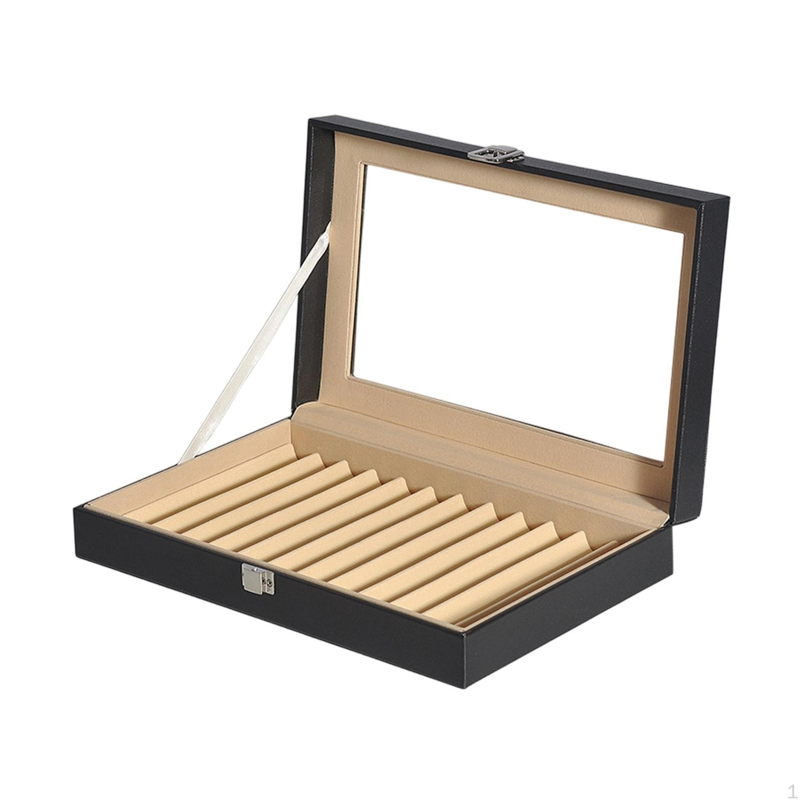 

12-Slot Pen Organizer Case, Multipurpose, with Lid, Dustproof, Ideal for Birthdays, Store Gifts. Beige Lining