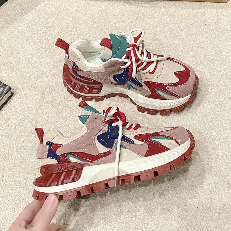 

Thick-soled color matching Forrest Gump shoes women s new soft-soled sports and leisure ins trendy dad shoes in autumn and winter 2025 40 червоний