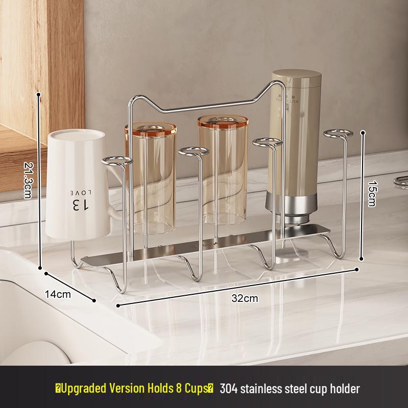 Stainless Steel Rotating Cup Holder & Draining Rack for Countertop