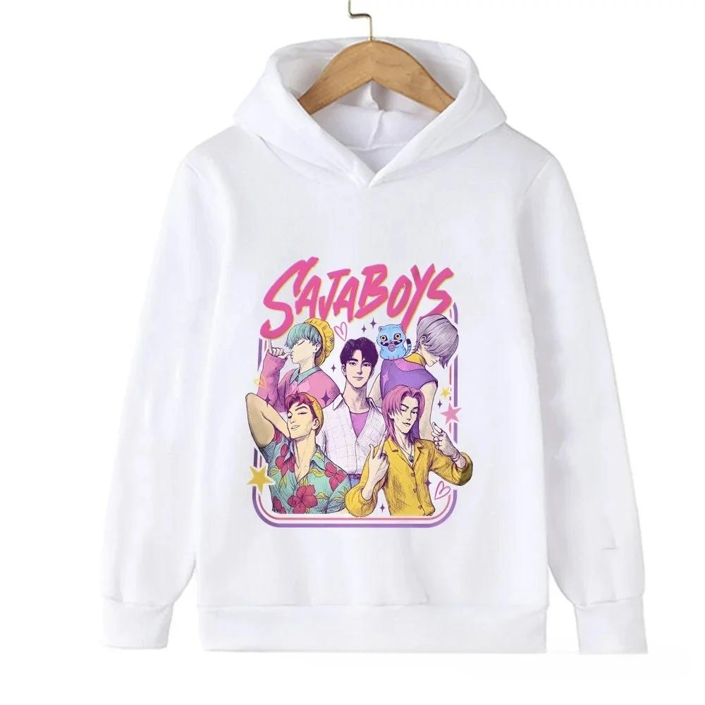 Soft Children Hoodie, Vertical Color Strip Anime Boys Portrait Print Pullover Sweatshirt, Autumn WinterCasualSport Long Sleeve Top For Kids Daily Wear