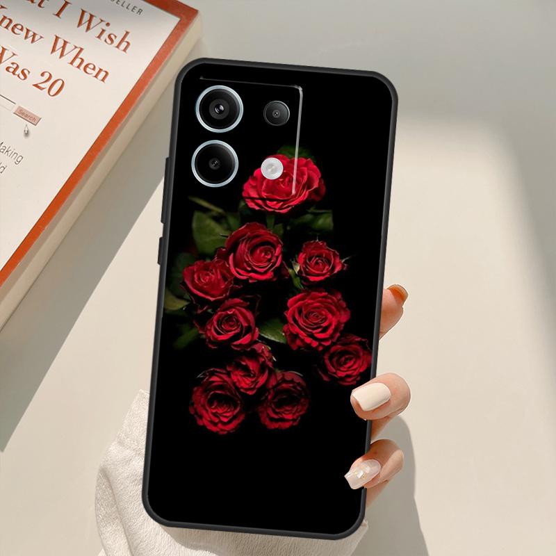 Bright Red Rose Flowers Funda For Xiaomi Redmi Note 14 13 10 11 12 15 Pro Plus Case For Redmi 15 14C 12C 10C 13C 15C