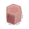 Hexagonal Ring Box with Gold-Tone Decorative Pattern, Velvety-Covered Case for Ring Storage and Gift Presentation