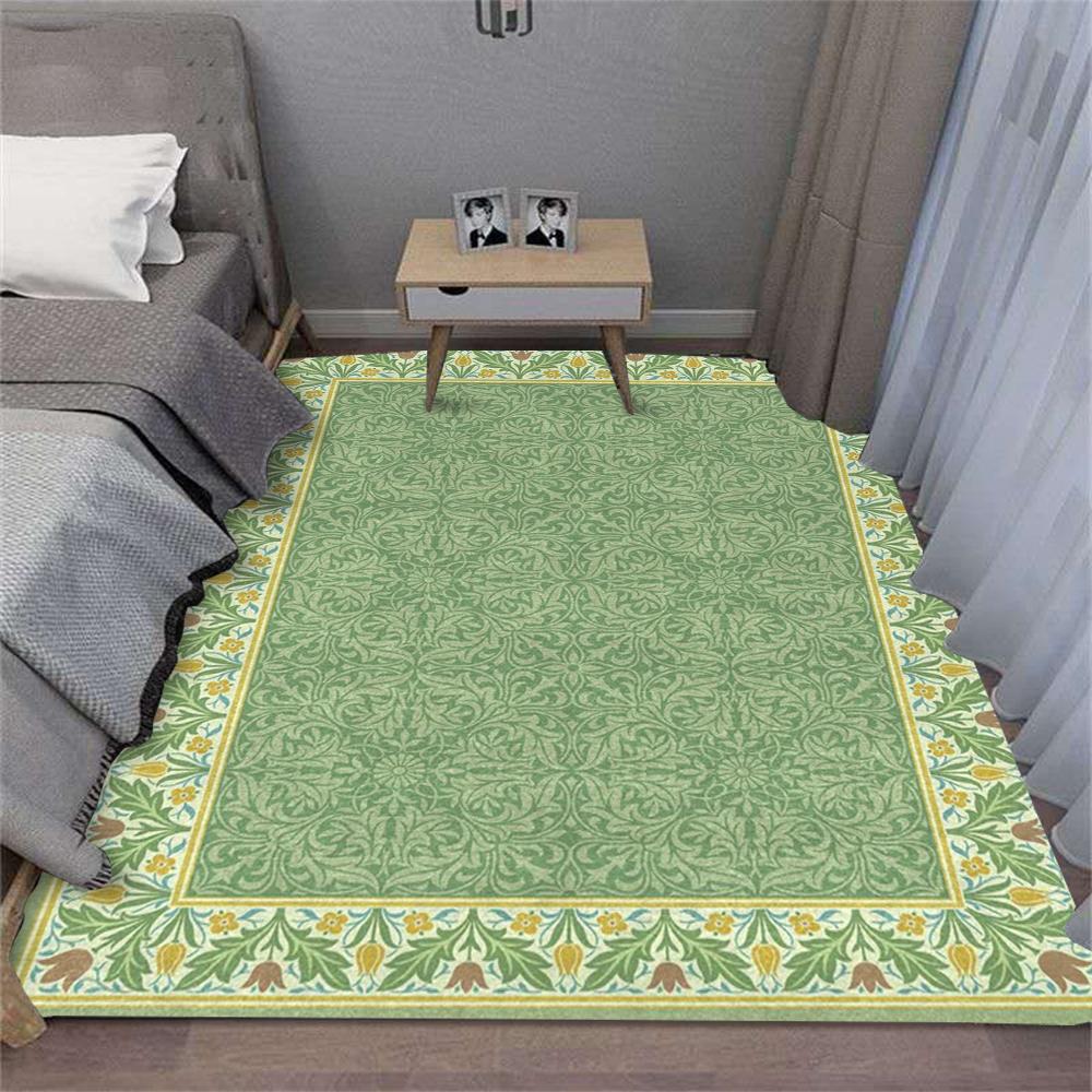 

Dark Green Leafy Flowers Carpet for Bedroom Rug Decor Living Room Sofa Decor Rugs Kitchen Coffee Table Floor Mat Hallway Rug 40x60CM