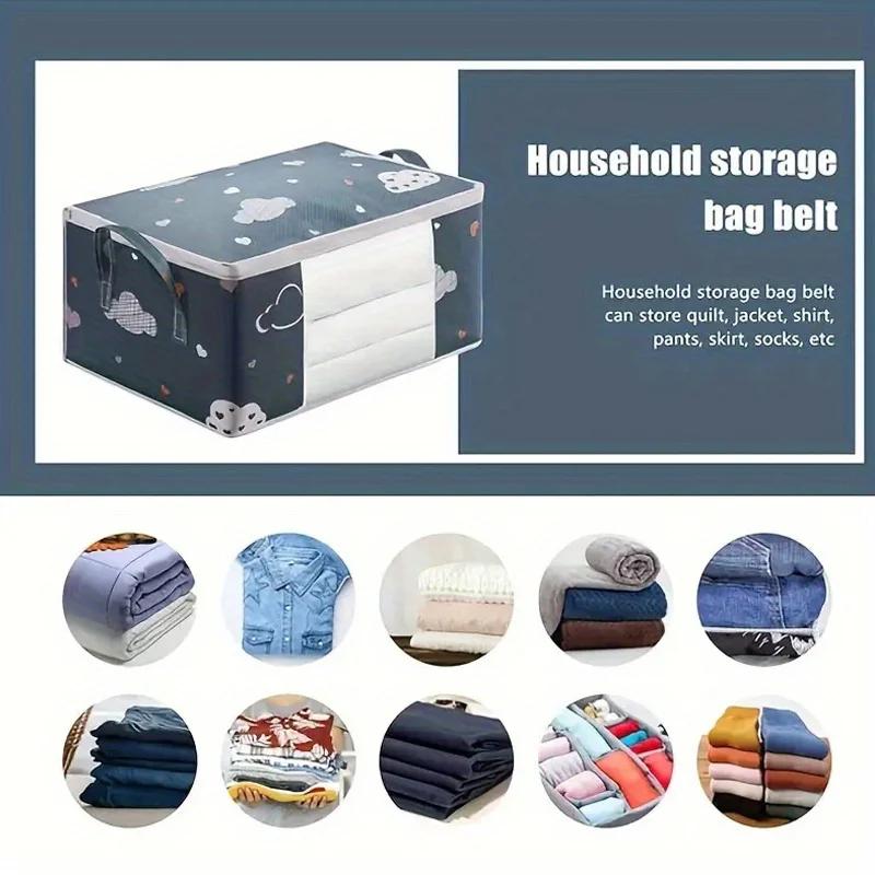1/2/4Pcs Big Capacity Foldable Storage Bag with Zipper Handle Moisture Dust Proof for Quilt Clothes Duvet Blanket Bedding Luggag