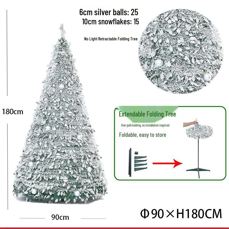 Automatic Folding Telescopic Christmas Tree with Lights for Home, Commercial, and Supermarket Decorations