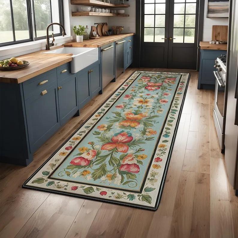 Non-slip Kitchen Rug Runner Rug Laundry Mat Hallway Entryway Machine Washable with Low Pile Safe for Pets and Children Fashion