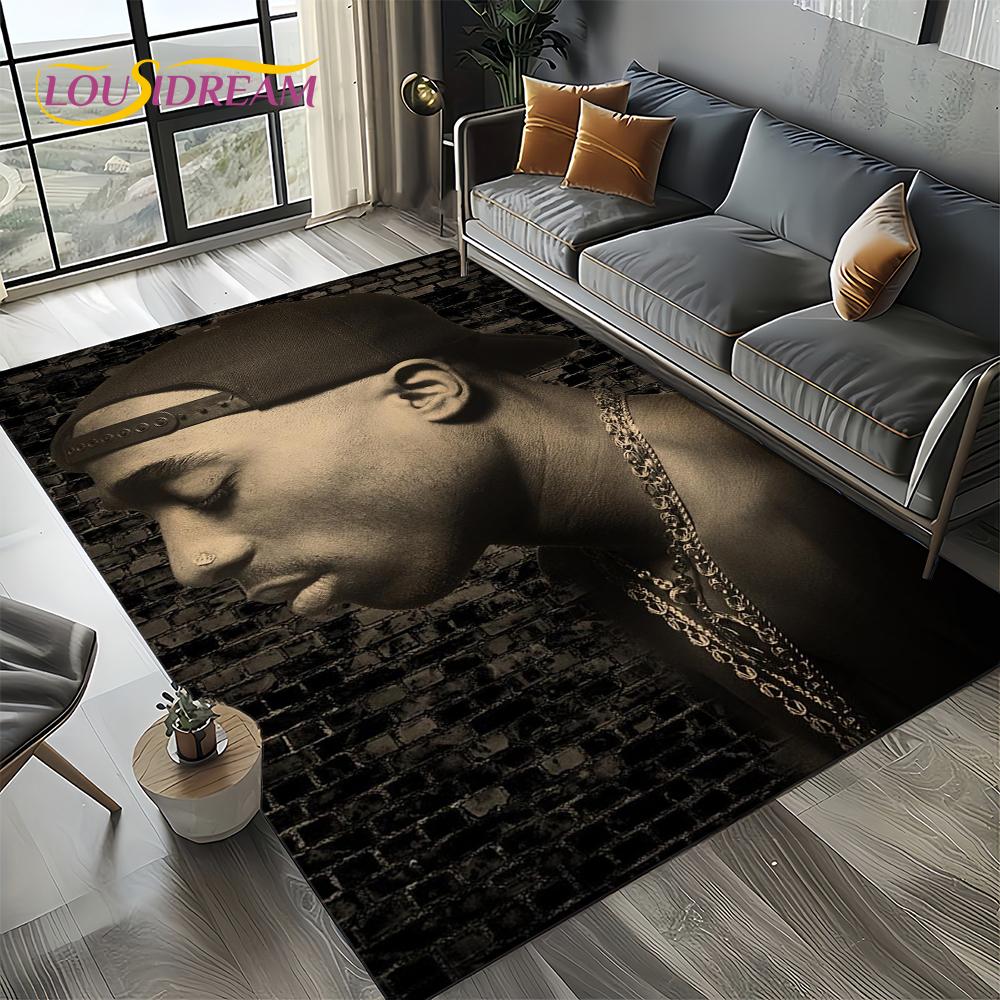 Rapper Eminem Tupac 2pac Hip-Hop Rap God Carpet Rug for Living Room Bedroom Home Sofa Decoration,Area Rug Non-slip Floor Mat