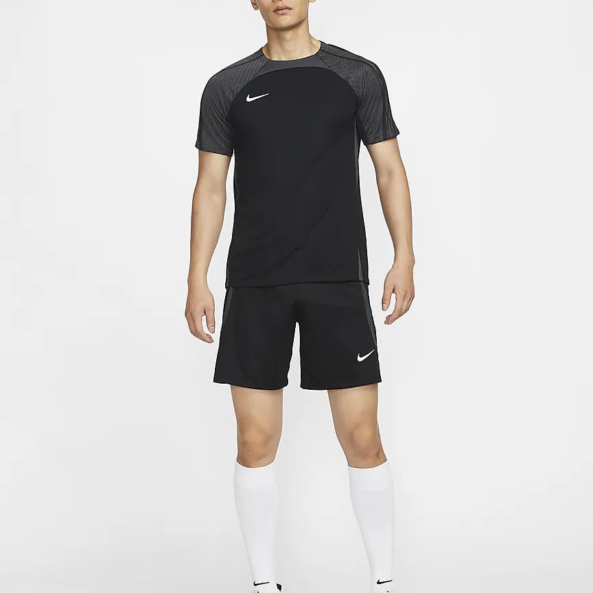 Nike Dri-Fit Logo Round Neck Pullover Comfortable Quick-Dry Casual Short Sleeve Football Shirt Men tops Black Coal-Black White HF0525-010