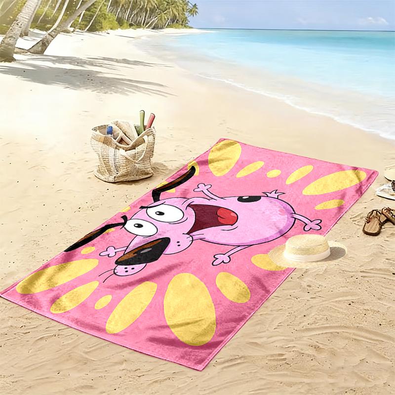 1pc Courage the Cowardly Dog Beach Towel, Multi-functional Beach Towel for Outdoor Activities Beach Swimming and Travel