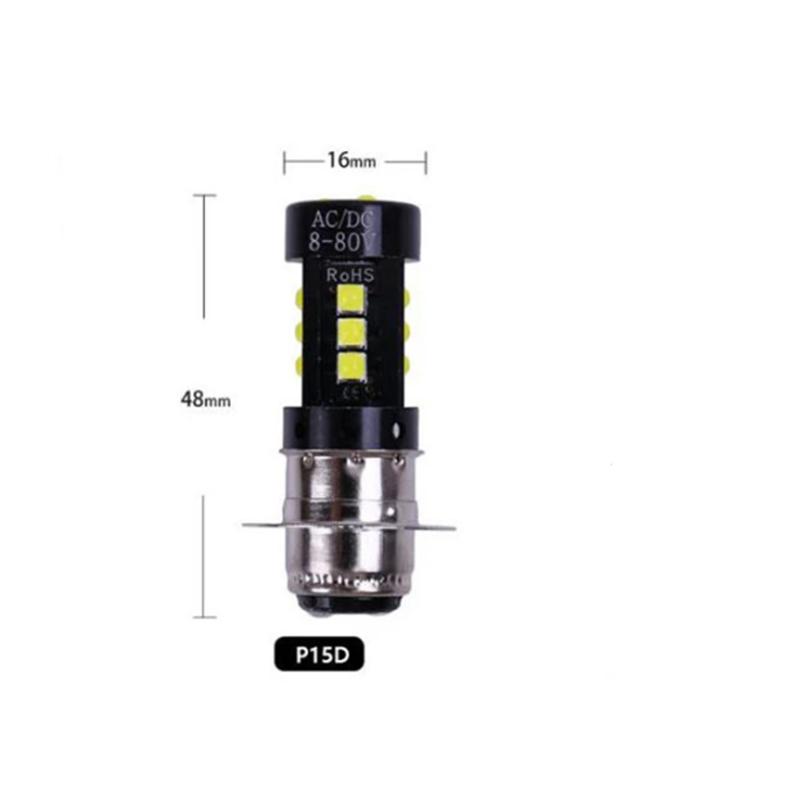 

AC DC Universal Ultra White High Brightness Motorcycle Headlamp Bulb H4 P15D BA20D 3030 15SMD High/Low Bulb Motor Lime Headlamp