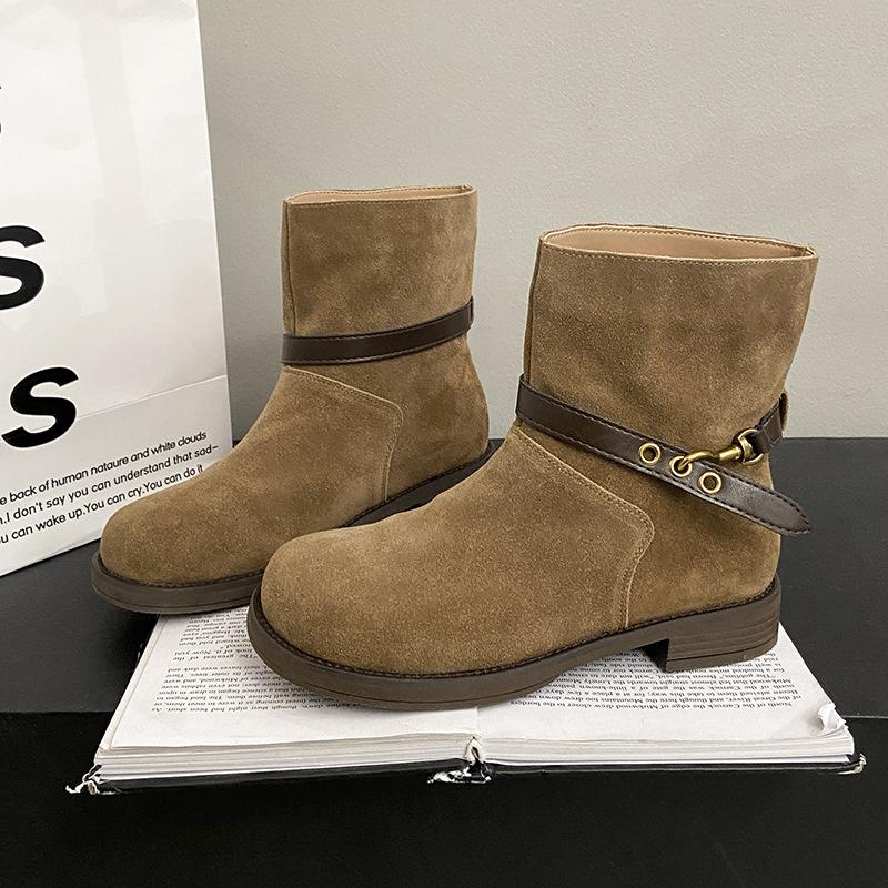 Flat-bottomed Versatile Martin Boots Women's 2025 New Autumn Women's Boots Women's Popular Short Boots Non-slip Soft Sole Not Tired Feet