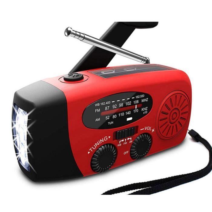 Radio solaire avec torche LED d'urgence à manivelle VIPITH, radio avec batterie de secours pour smartphone 2000 mAh