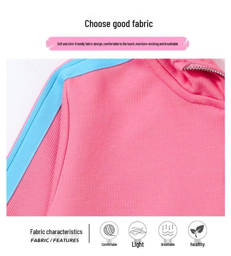 2026 Girls' Stylish Color Block Spring Hoodie Set