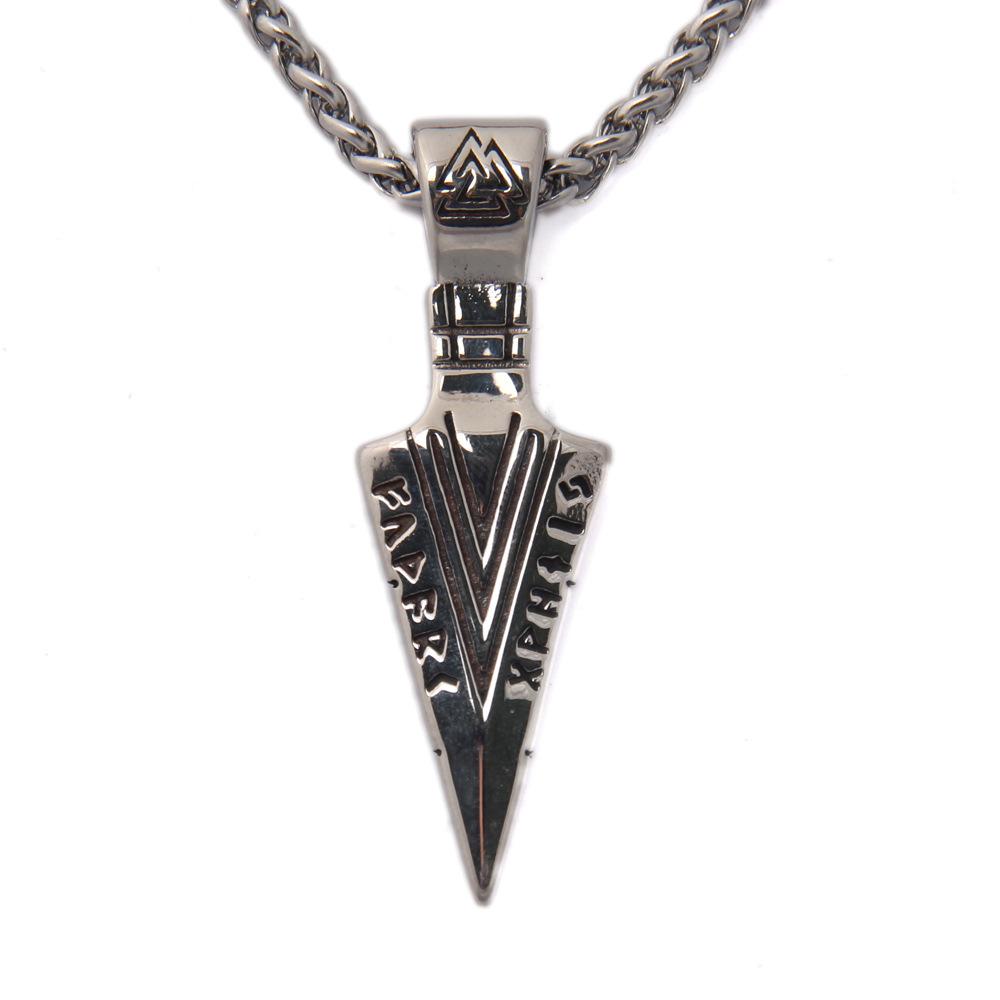 Viking Gungnir Spearhead Necklace Odin Spear Valknut Rune Pendant Stainless Steel Nordic Warrior Amulet for Men