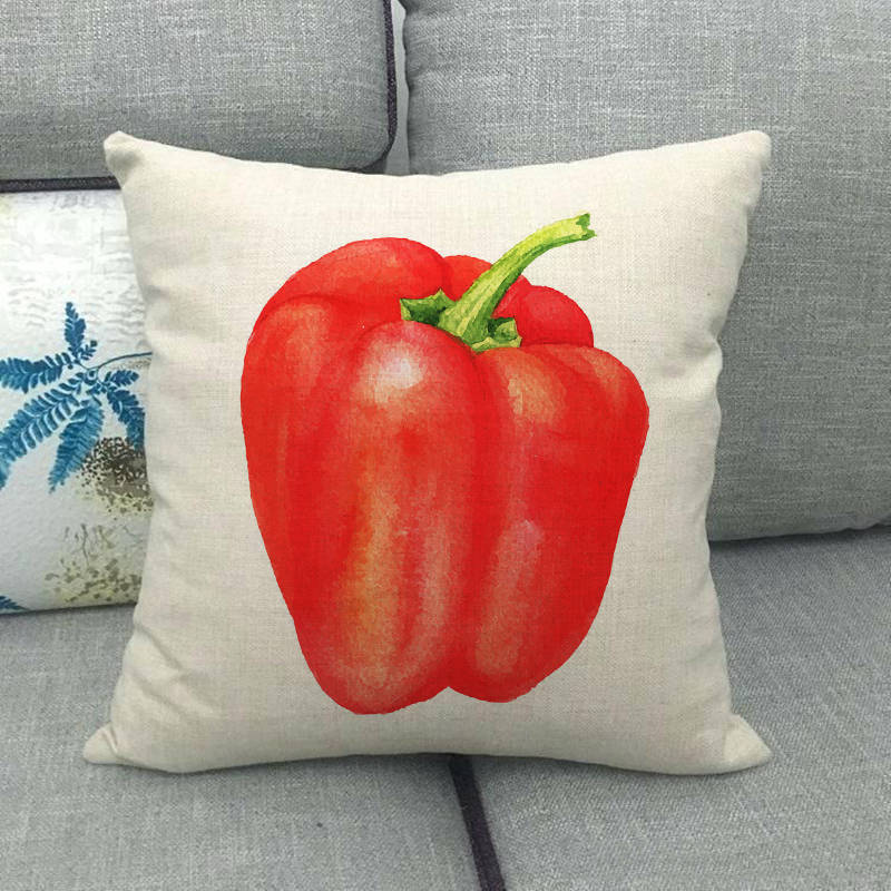 Watercolor Patterns Of Fruits And Vegetables Digital Printing Short Plush Pillow Covers For Sofa Office Cushion Cover Home Goods