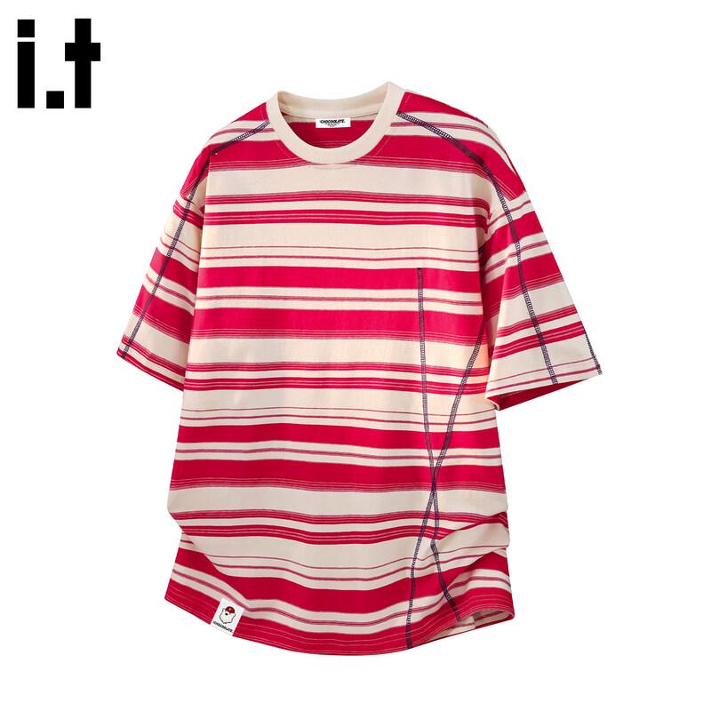 CHOCOOLATEit Men s Striped Patchwork Short Sleeve T-Shirt 3XL