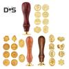 Wachssiegel-Stempel-Set, Siegelwachs-Stempelköpfe mit Holzgriff, mehrere Muster, Wachssiegel-Stempel-Set für Briefe, Grußkarten, Geschenke, Dekoration