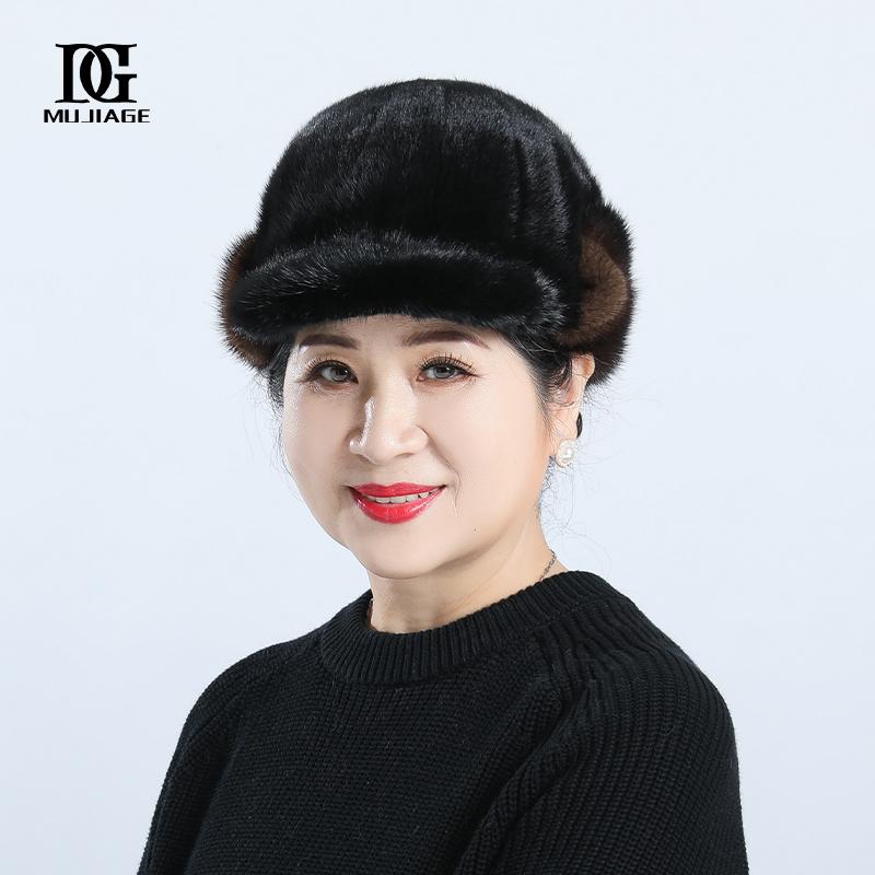 Hat Lady Winter Elderly Mink Fur Hat Warm Old Lady Mother Winter Mink Cap
