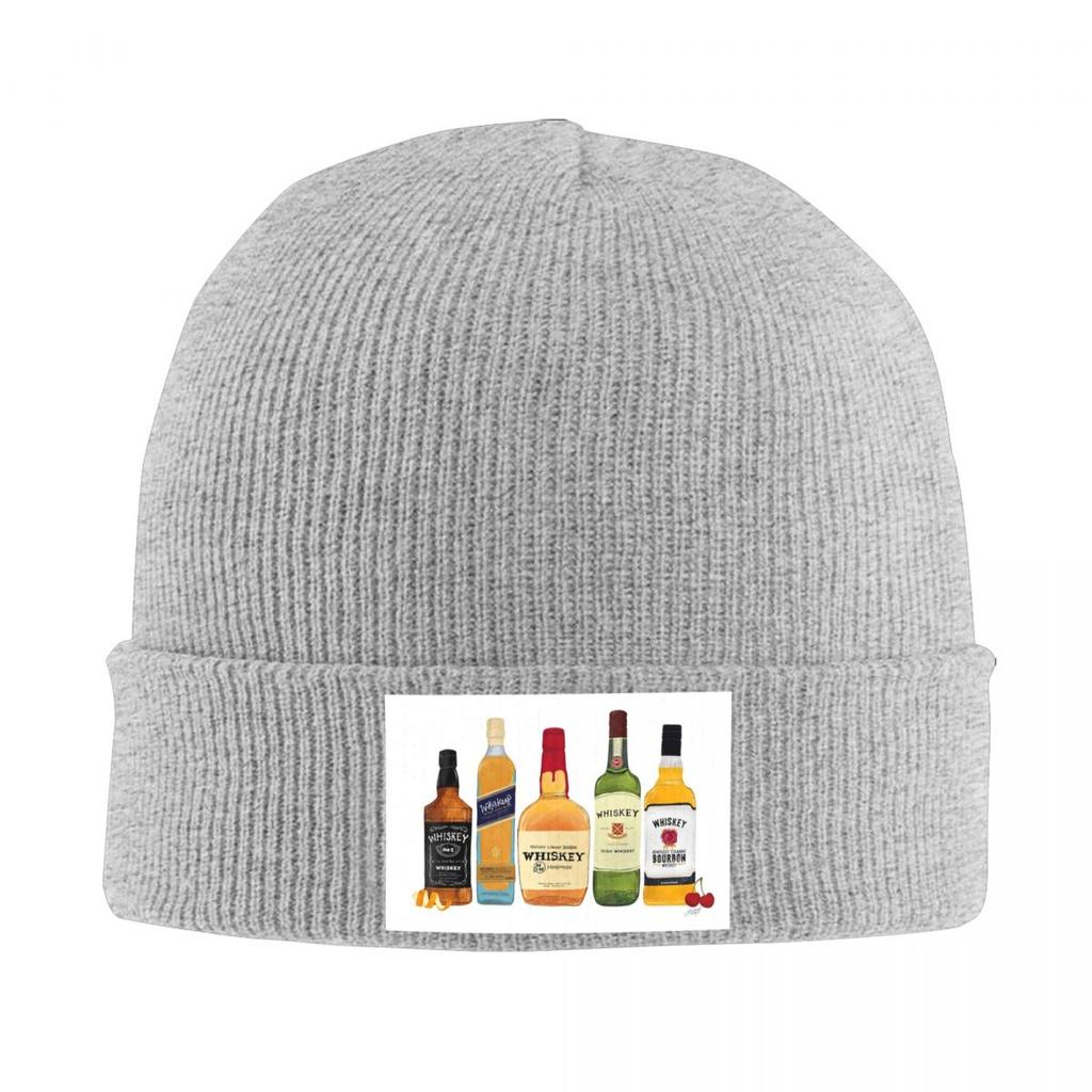 Whiskey Bottles Illustration Warm Knitted Cap Winter Knit Bonnet Hat Skullies Beanies Hip Hop Caps for Unisex