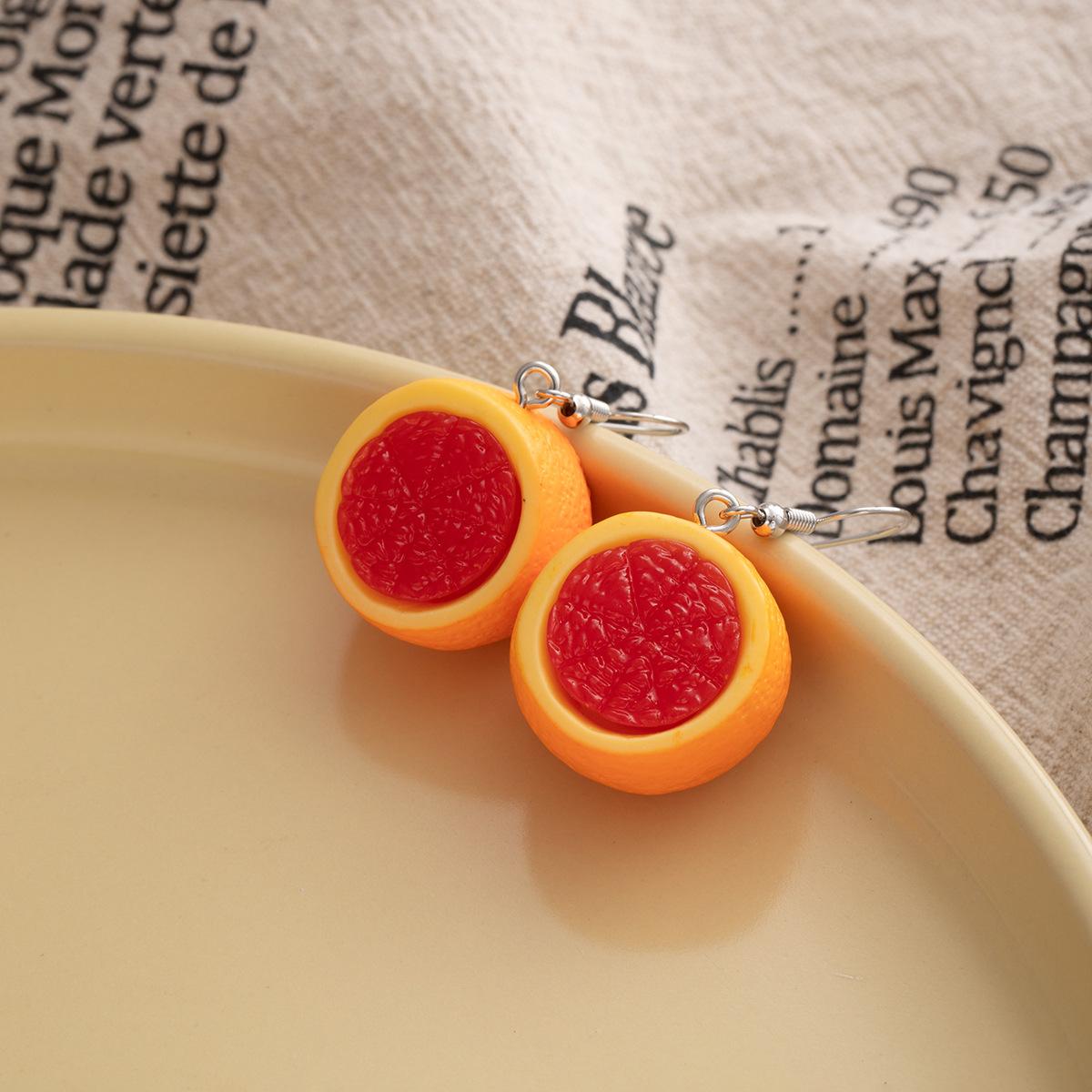 Creative Fun Cute Simulation Fruit Cake Pendant Earrings Personality Niche Grapefruit Passion Fruit Fashion Earrings