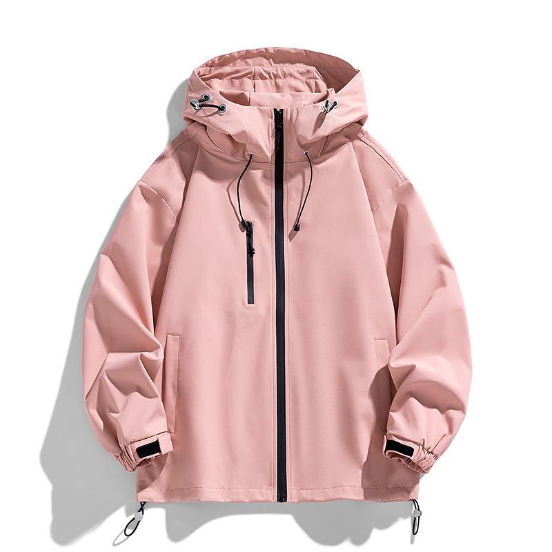 Men's and women's same mountaineering windproof jacket men's hooded couple's wear solid color charge jacket men's outdoor sports