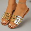 Sommer Damen Mode Komfort Übergröße 42 Hausschuhe Damen Pailletten Flache Sandalen Hausschuhe Sandalias De Mujer
