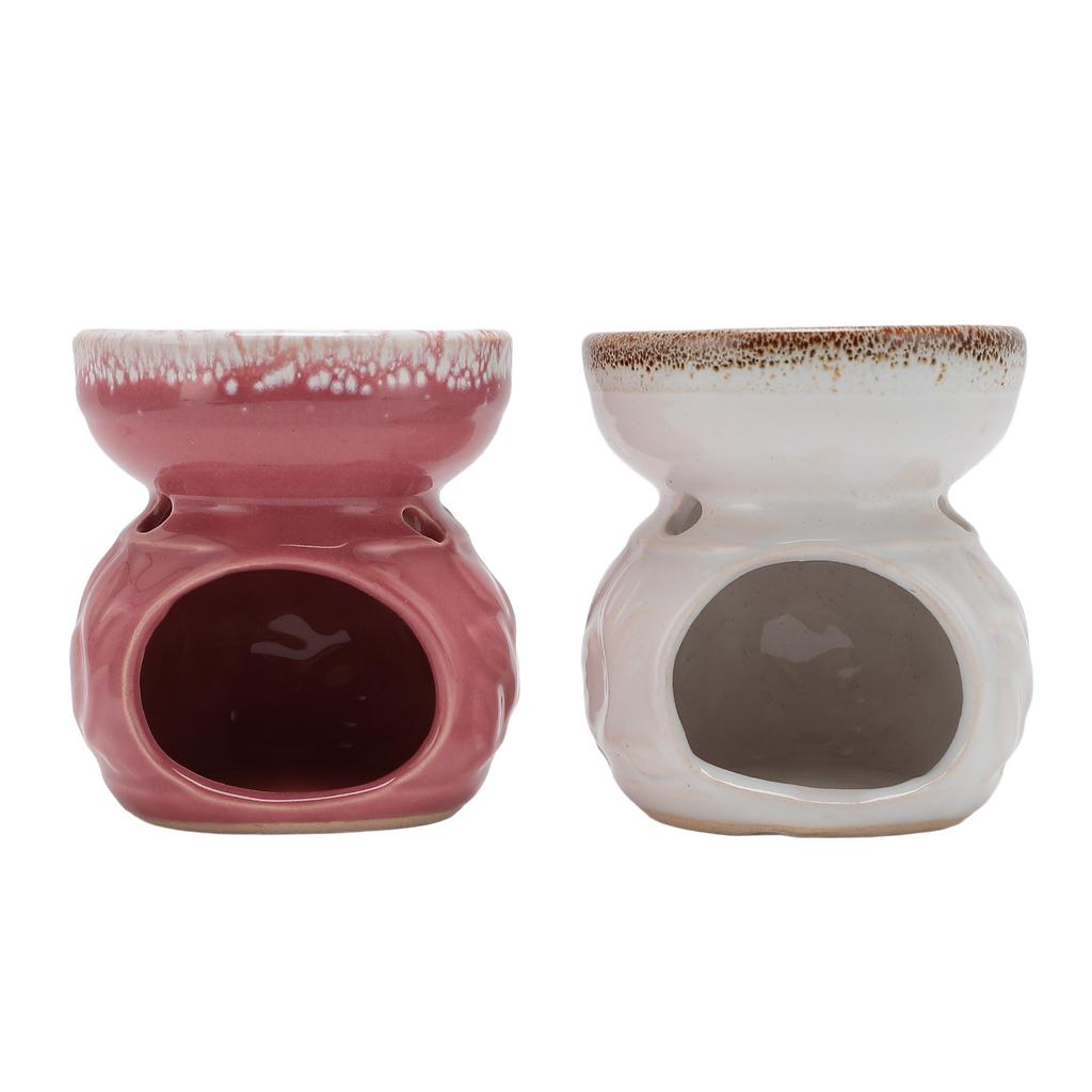 2 Pcs Ceramic Tealight Candle Holder Wax Warmer Long Lasting Essential Oil Burner Incense Diffuser