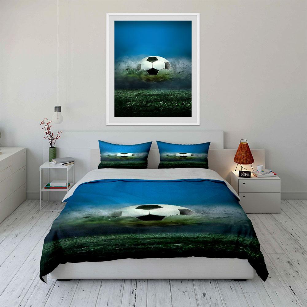 Soccer Ball On Grass. Bedding Sets Duvet Cover Sets Duvet Covers Pillowcases(1 * Duvet Cover 2 * Pillowcases Without Duvet Insert)