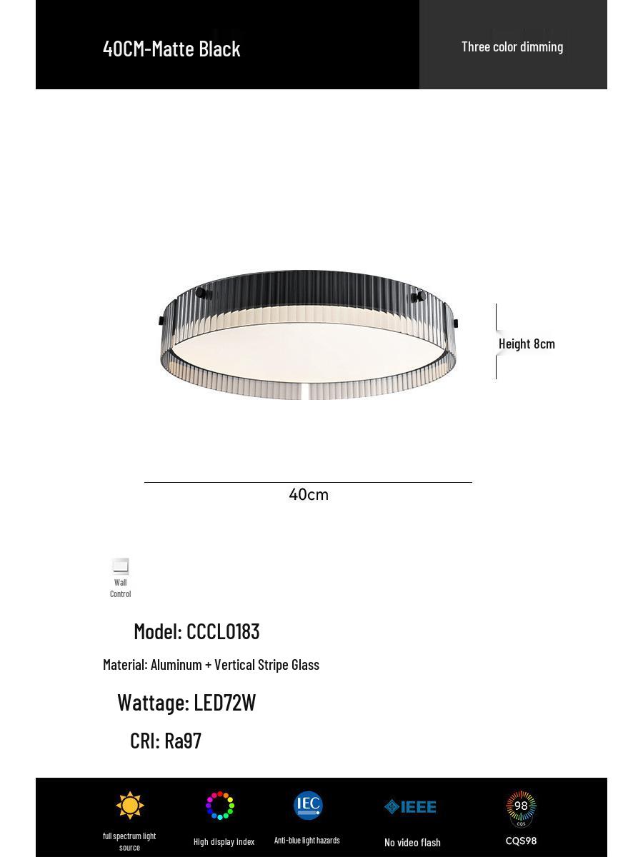 

Italian Minimalist Glass Ceiling Light - Modern Luxury Design, High-End Creative Full Spectrum Eye Protector for Study & Bedroom. Full Spectrum Three-Color Light