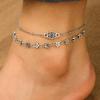 Bohemian Retro-style Zinc Alloy Multi-layer Flower Anklet for Women, Fashionable Jewelry Suitable for Vacation and Gift Giving