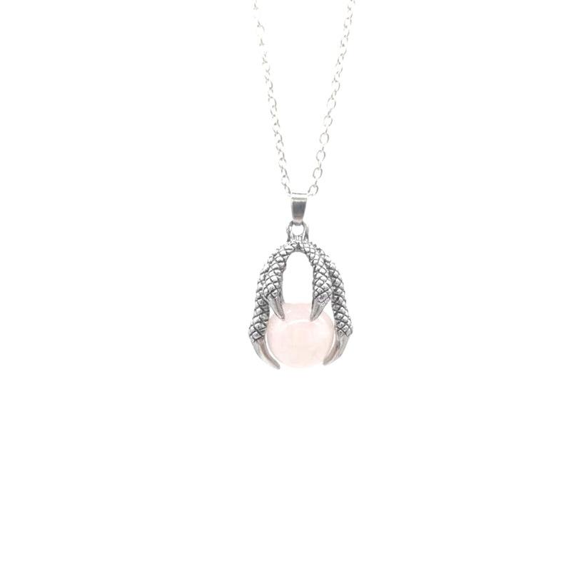 

Domineering Dragon Claw Natural Stone Round Ball Ball Necklace Pendant Necklace розовый кварц