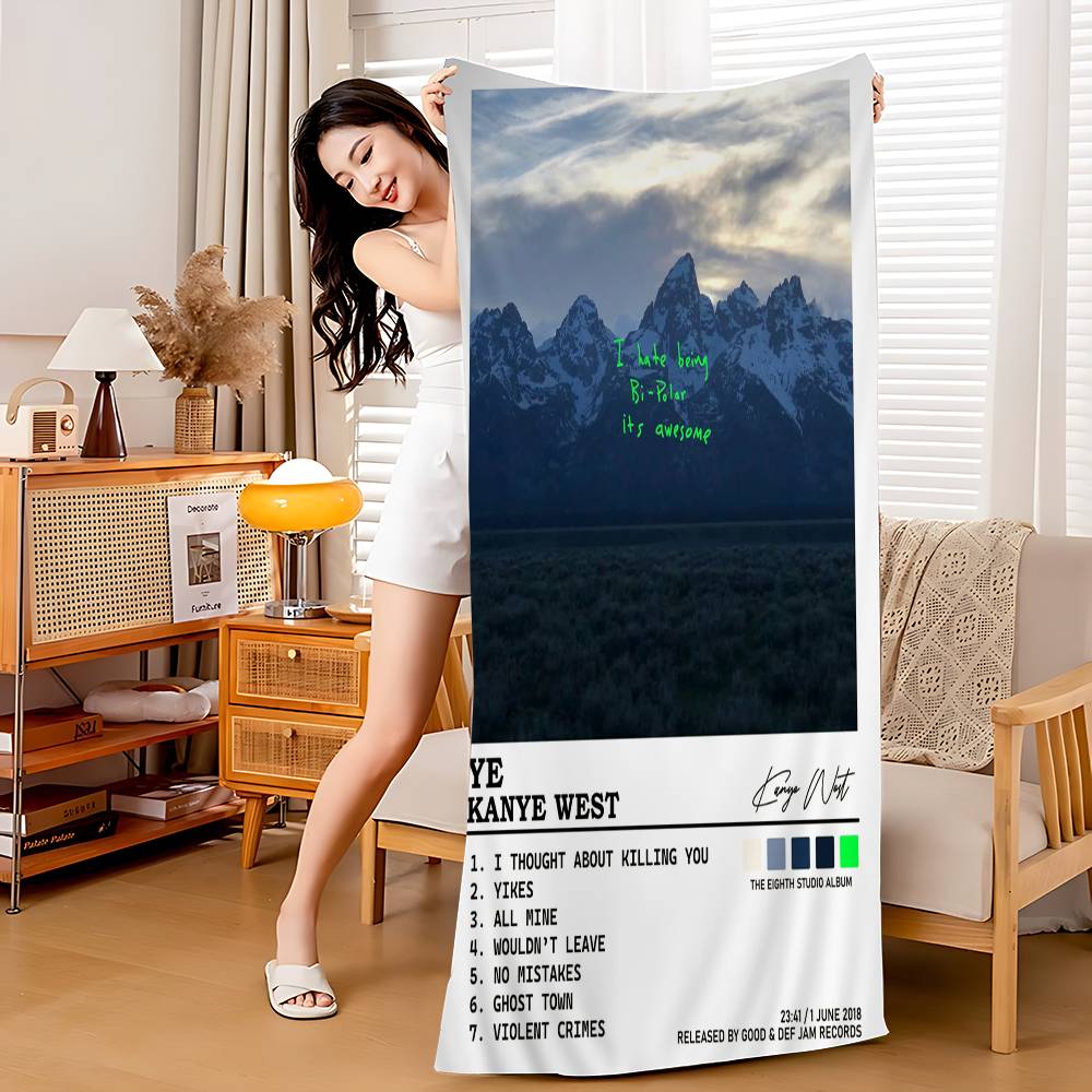 Rapper Hip Hop Pop Singer Kanye West Beach Towel Colorful Bath Towels for Girl Microfiber Sand Free Beach Yoga Spa Gym Pool