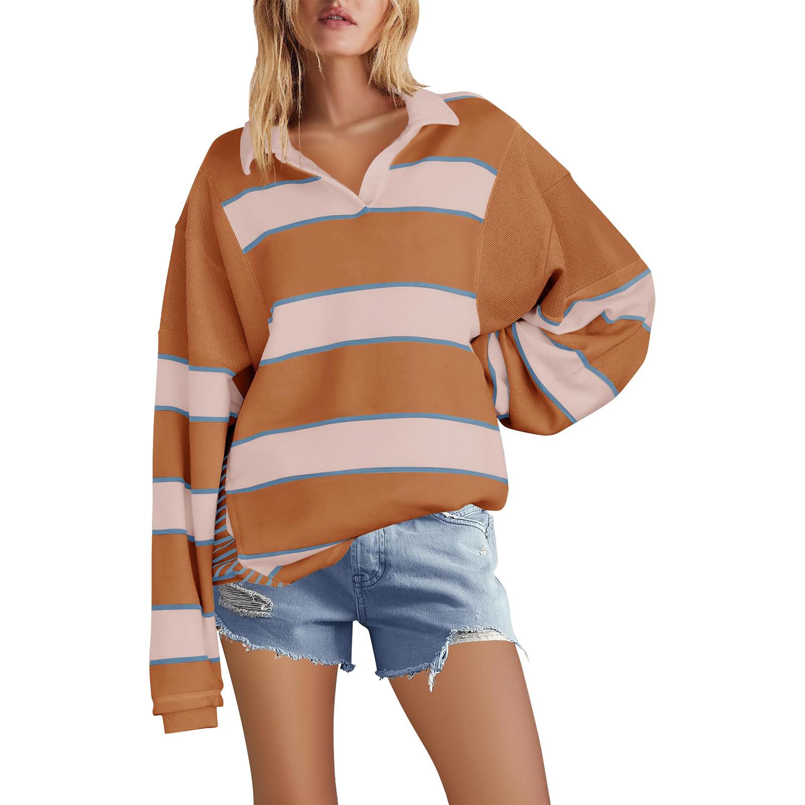 Женские негабаритные толстовки с круглым вырезом, футболки с длинными рукавами и цветными блоками, повседневные топы L бежевый