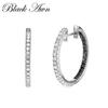 Black Awn New Classic Silver Color Round Trendy Spinel Engagement Hoop Earrings for Women Jewelry I181