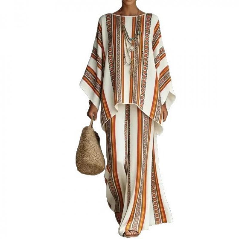 Y116 Summer Bohemian Paisley Printed Two-piece Comfort Casual Set